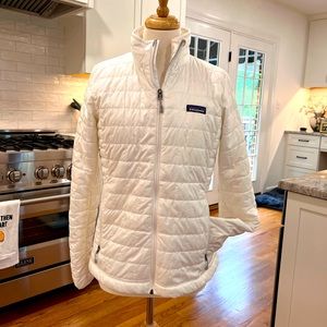 Patagonia nano puff jacket in birch white.